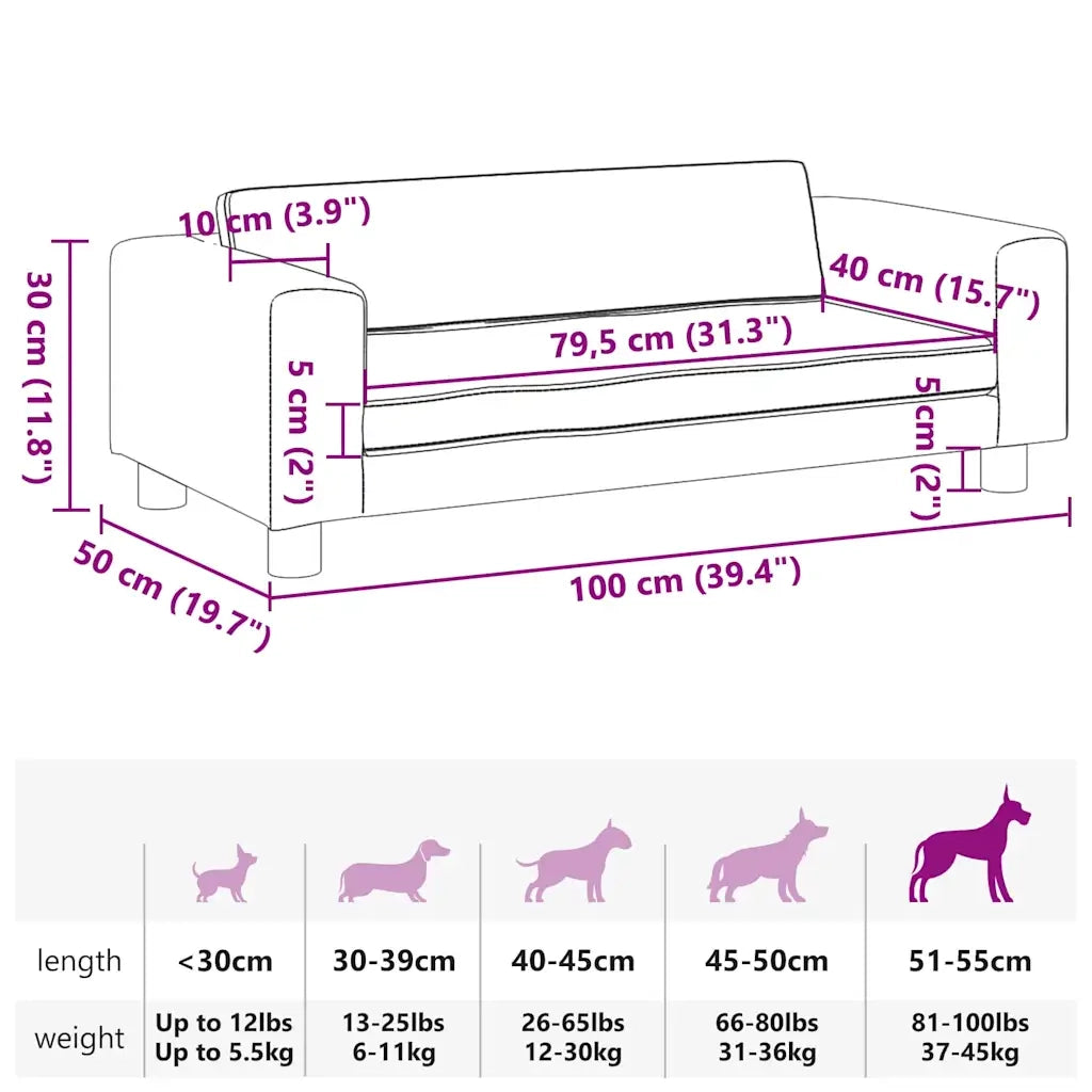 Lettino per Cani con Estensione Marrone 100x50x30 cm Similpelle CFW7731394