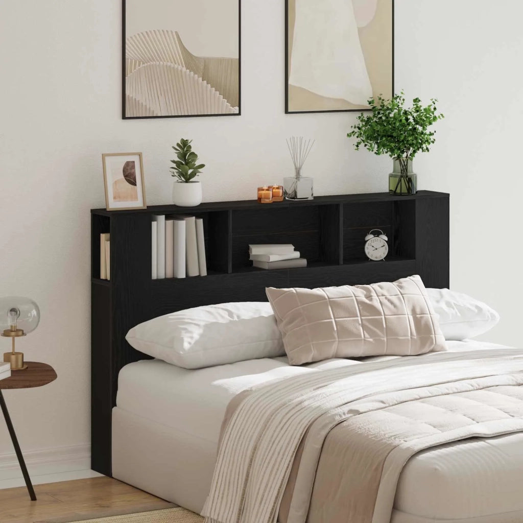 Testata del letto Rovere Nero Legno multistrato 862759