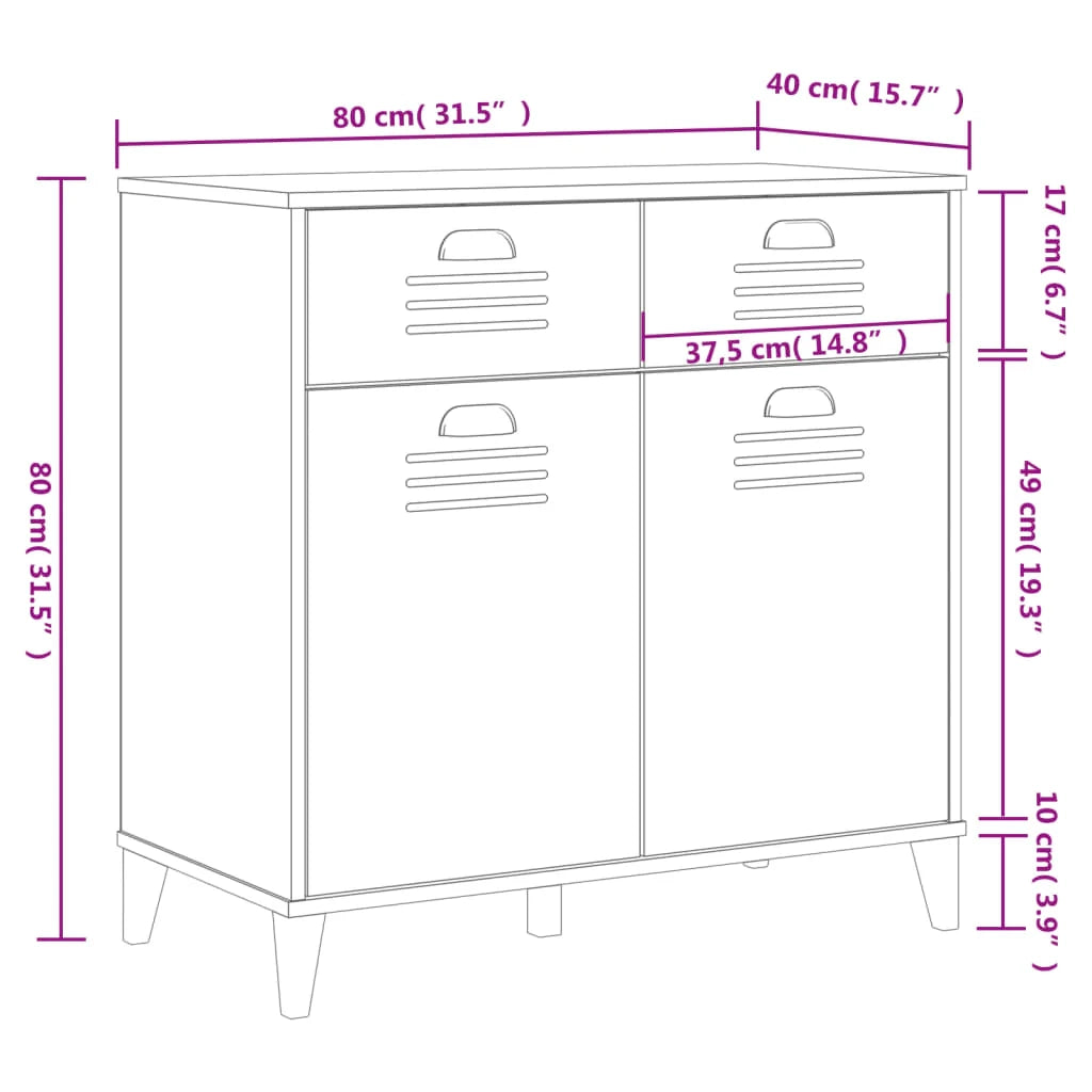 Credenza cassettiera cassettiera mobile contenitore organizer cucina soggiorno soggiorno 80 x 40 x 80 cm derivati ​​del legno antracite 02_0036625