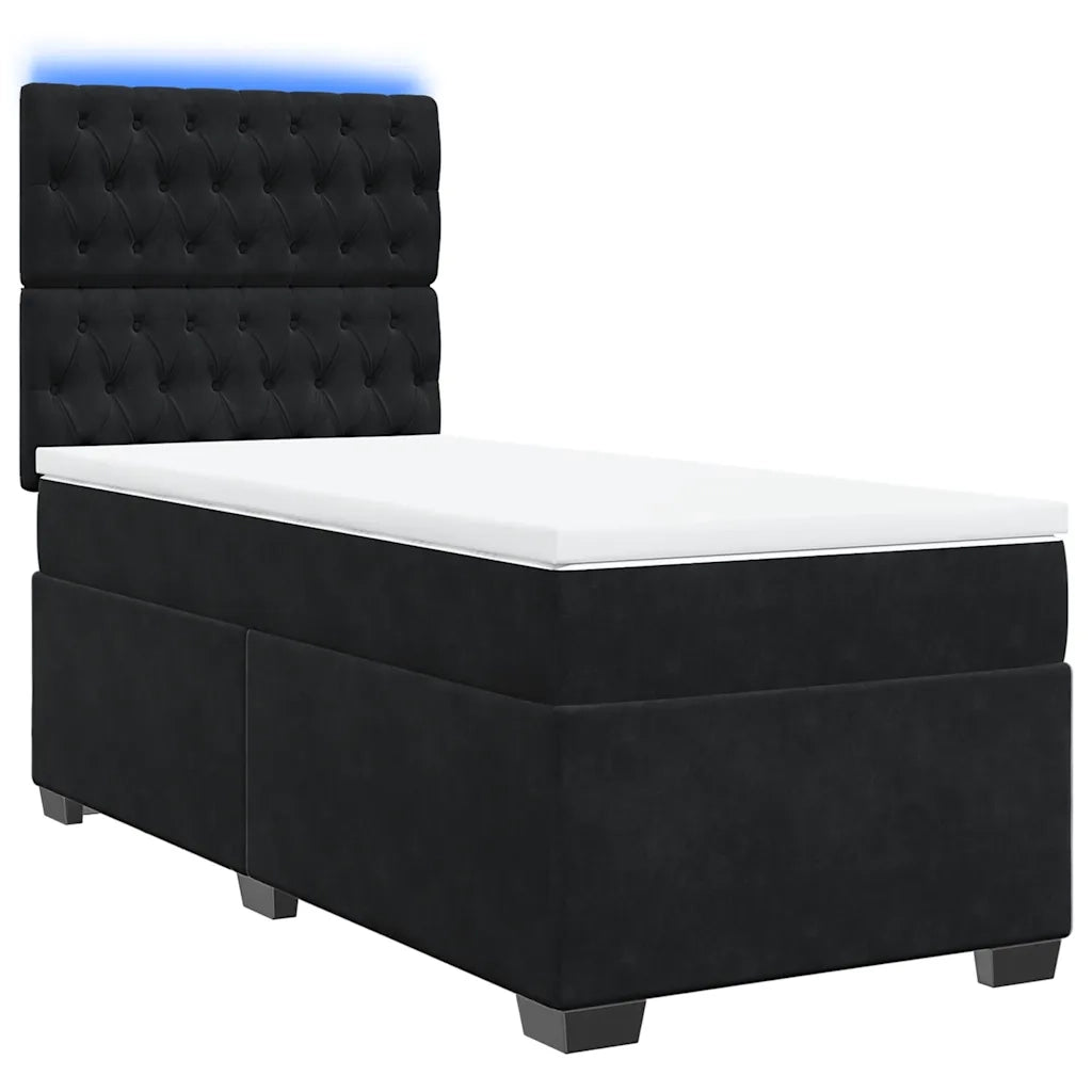 Giroletto a Molle con Materasso Nero 90x190 cm in Velluto 3293094