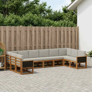 Set di divani da esterno 10 pcs Naturale e Grigio Chiaro