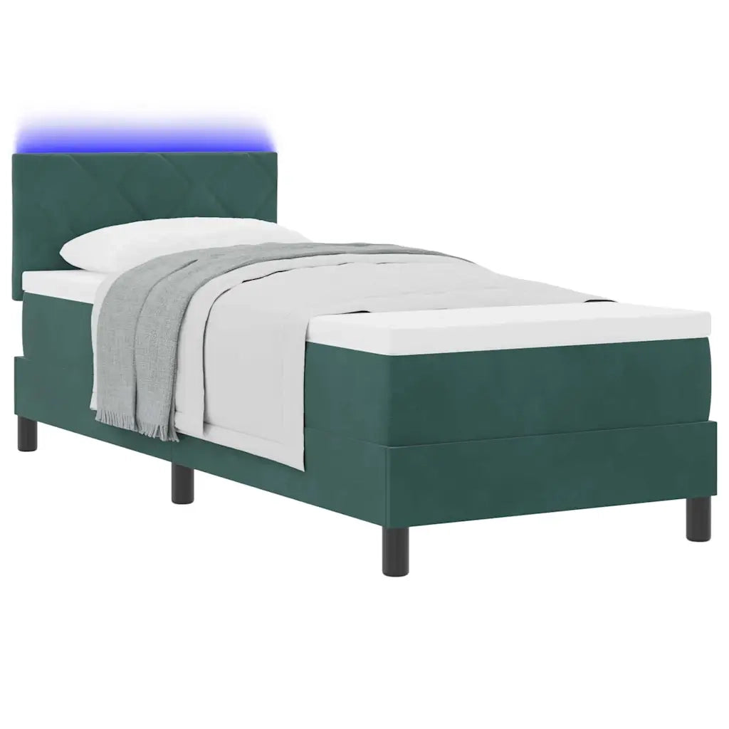 Letto a Sorgente LED con led Verde Scuro 80 x 200 cm Velluto