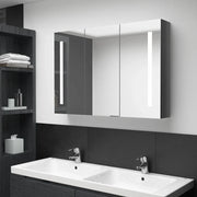Armadietto Bagno con Specchio e LED-Mobile bagno con specchio 89x14x62 cm Grigio Lucido