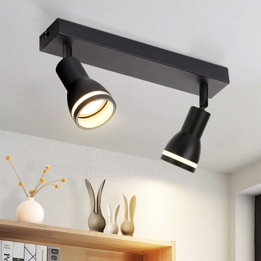 ZMH Faretto da soffitto LED neri 2 lampadine GU10 orientabili moderni per soggiorno