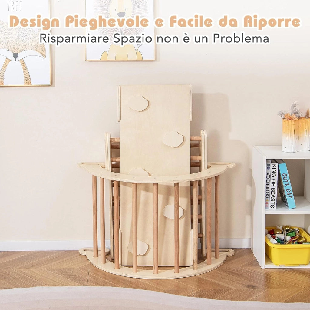 4 in 1 Set da Arrampicata per Bambini, Giocattoli da Arrampicata a Triangolo con Triangolo Arco e Salita, Ideale per Bambini 1 Anni + (Naturale)