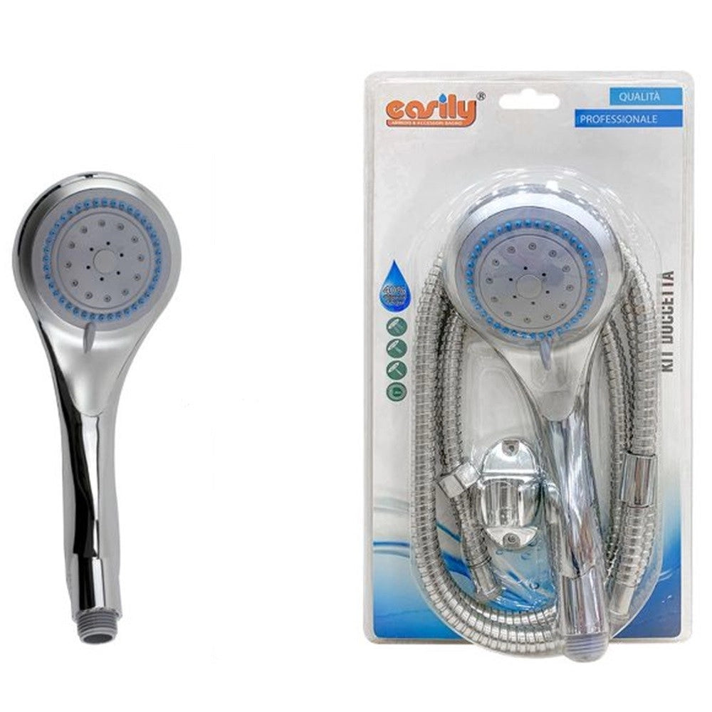 Trade Shop - Kit Bagno Doccetta Doccino Soffione Tondo Doccia Con Laccio 1,8 Mt Staffa 69039 -