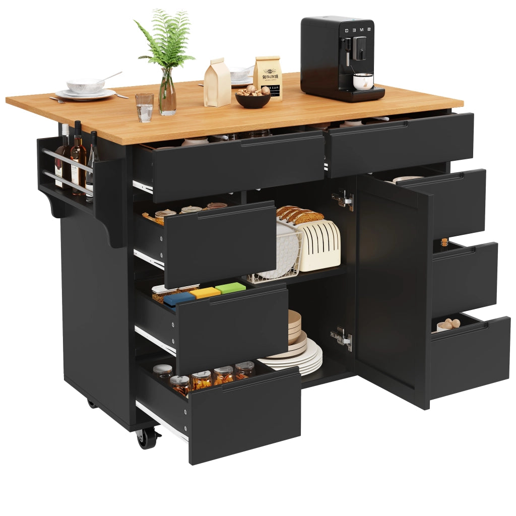 Carrello da Cucina con Cassetti e Ripiano ¨C MINIMAL ¨C Nero, 8 cassetti, ruote