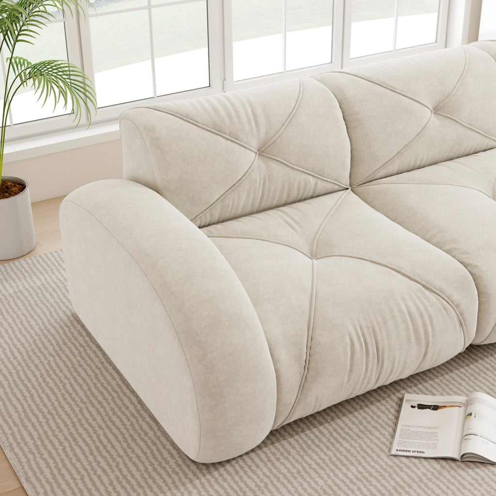 Divano modulare senza struttura in ciniglia beige chiaro con schiuma 32D