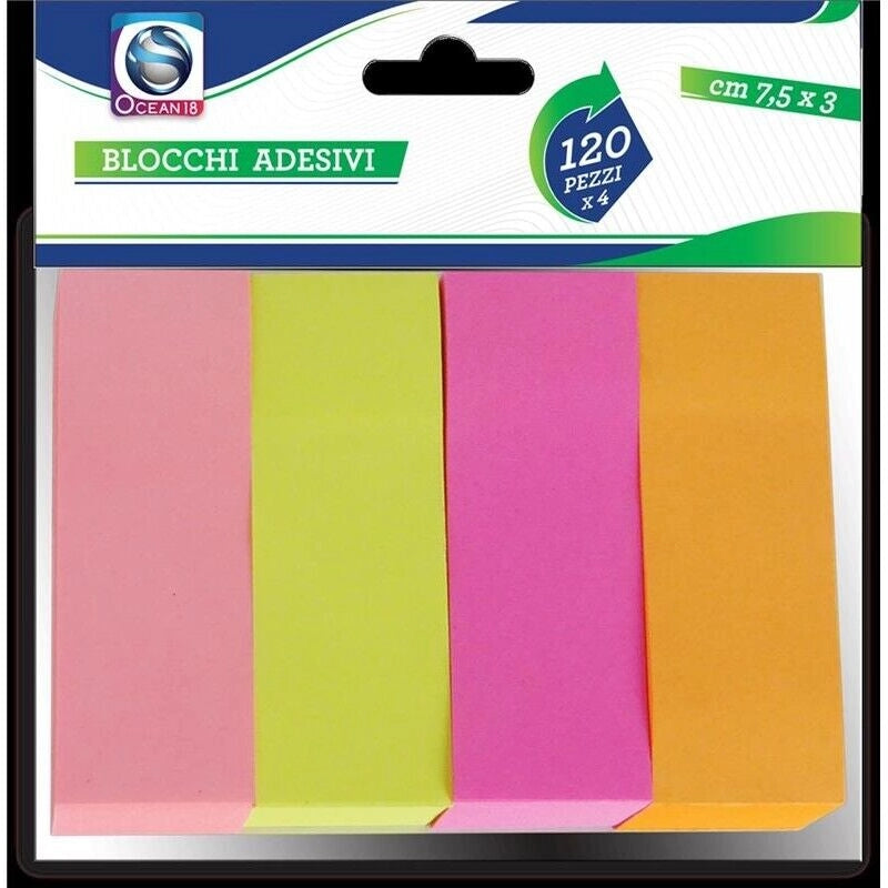 BLOCCHI ADESIVI IN SET DA 4 BLOCCHI DA 120 FOGLI IN FORMATO  7,5 X 3 CM