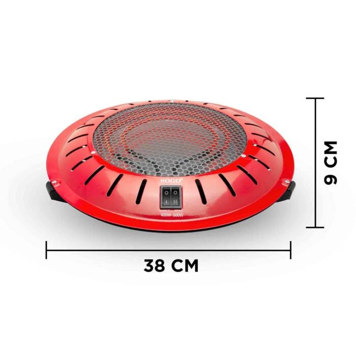 Stufa elettrica a carboni ardenti 900W, 2 filamenti carbonio riscaldamento istantaneo, corpo metallo verniciato rosso - SOGO