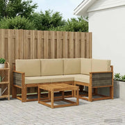 Set di divani da esterno 5 pcs Naturale e Beige Poliestere