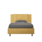 Letto una piazza e mezza con rete imbottito 120x200 microfibra ocra Appia