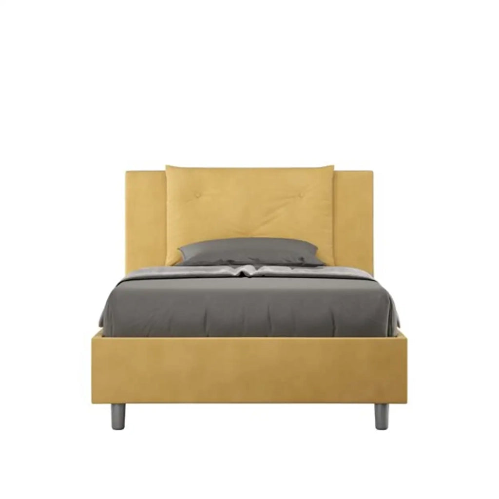 Letto una piazza e mezza con rete imbottito 120x200 microfibra ocra Appia
