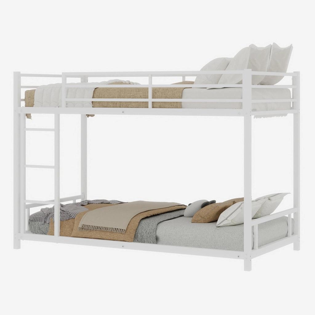 Letto a castello con funzione di due letti singoli ferro bianco 98x197 cm