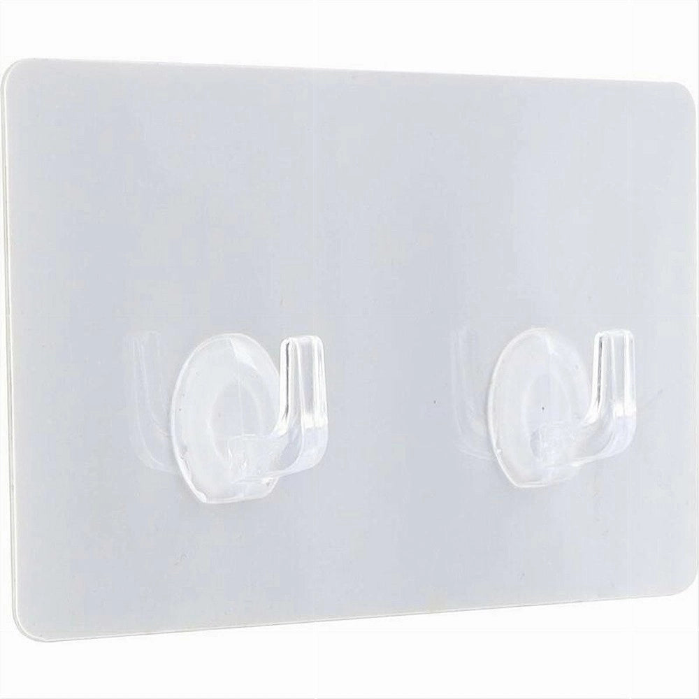 Trade Shop - Set 2pz Ganci Adesivi Appendino Doppio Rettangolare Casa Parete Trasparente 87758 -
