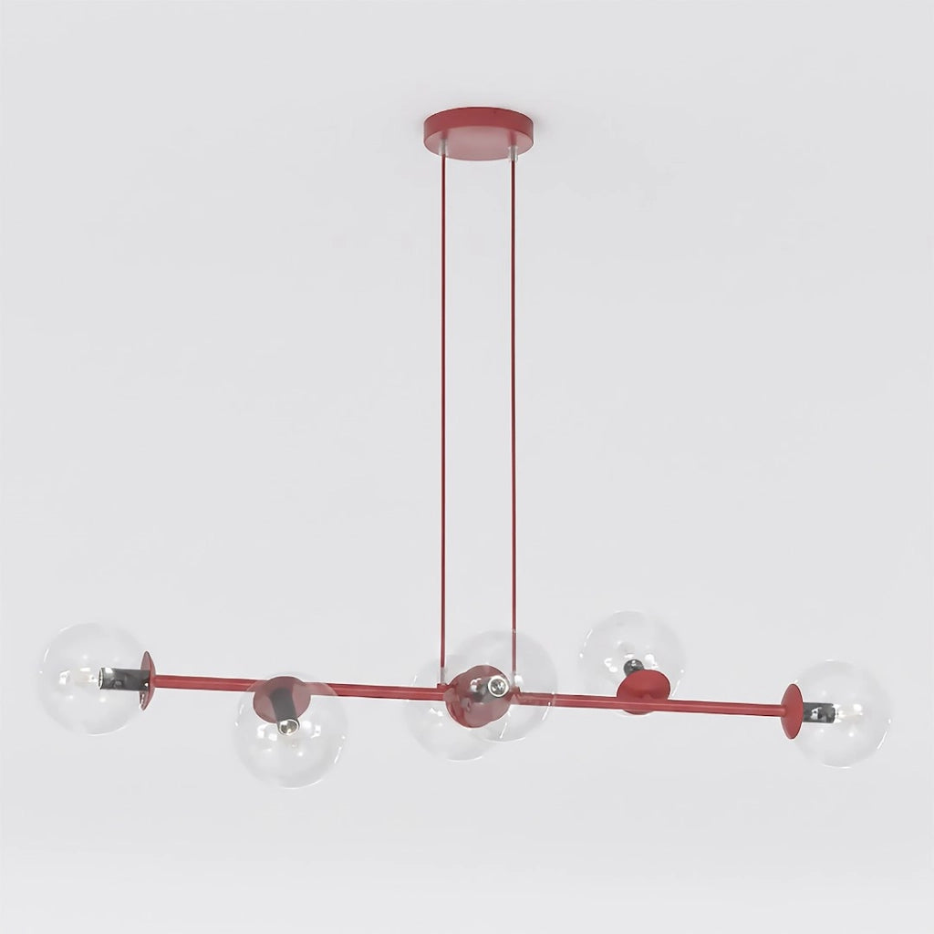Lampadario MAGNUS 6 luci vetro bordeaux Emibig