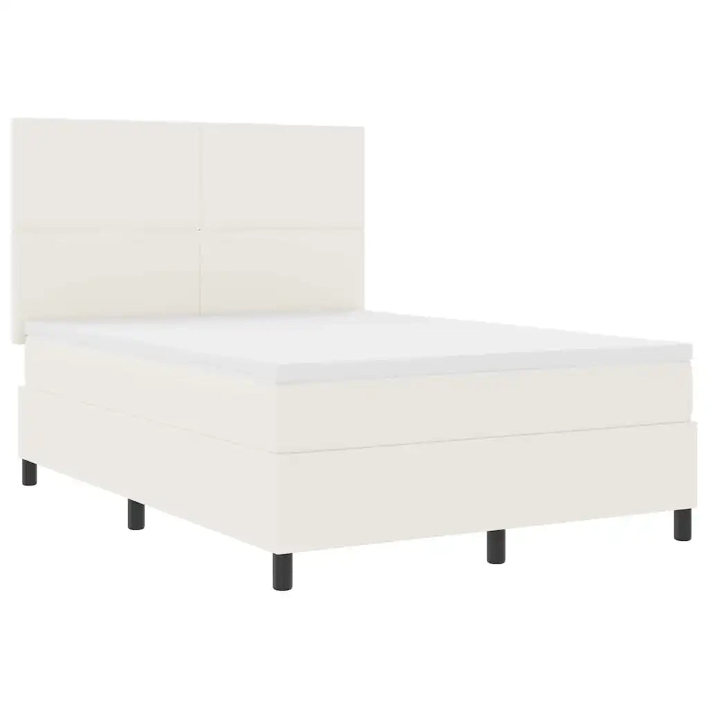 Letto a molle Crema e Bianco 160 x 200 cm Tessuto in Cords 3337565