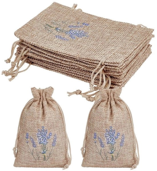 Sacchetto di Lino Lavanda - 16 pz - 15x10cm - Cordino - Per Gioielli/Erbette - Pratico e Versatile - Sacchetto