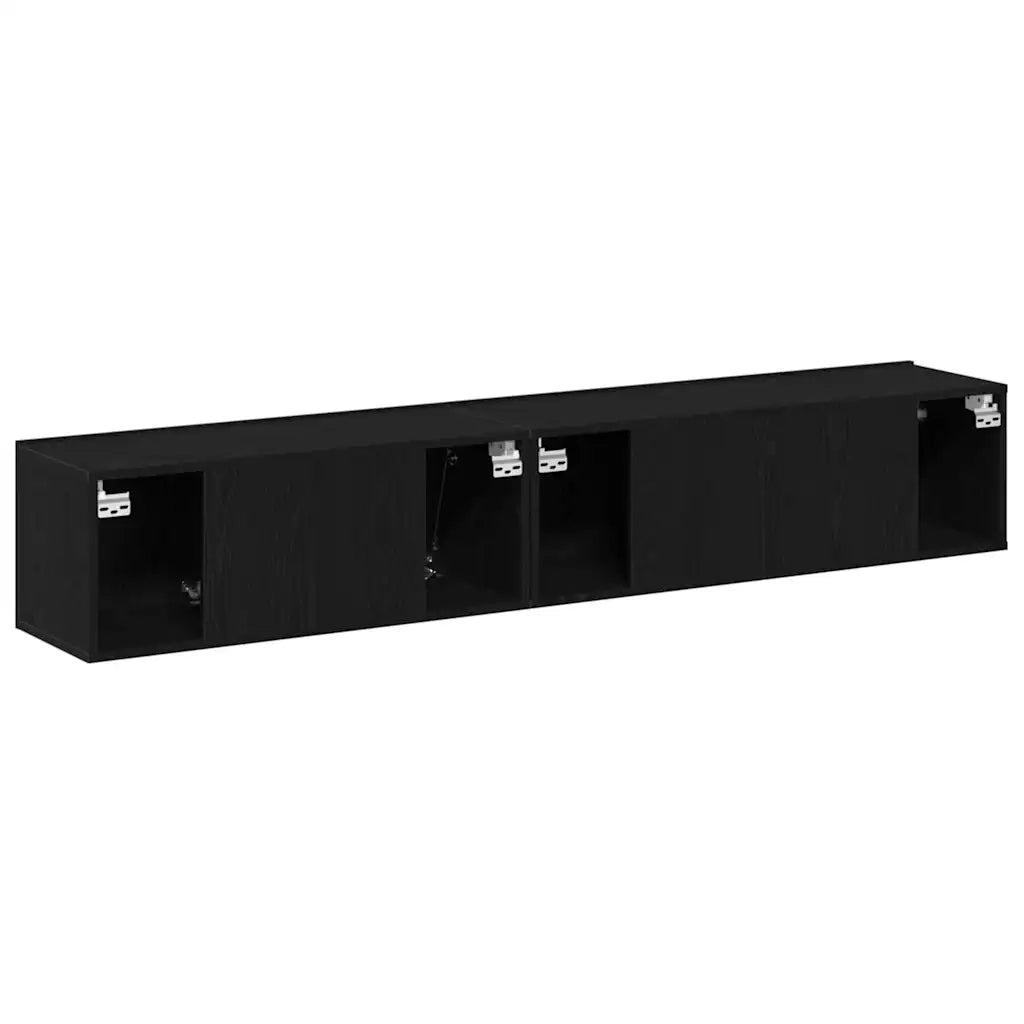 Set mobile TV 2 pcs Rovere Nero Legno multistrato 3333055