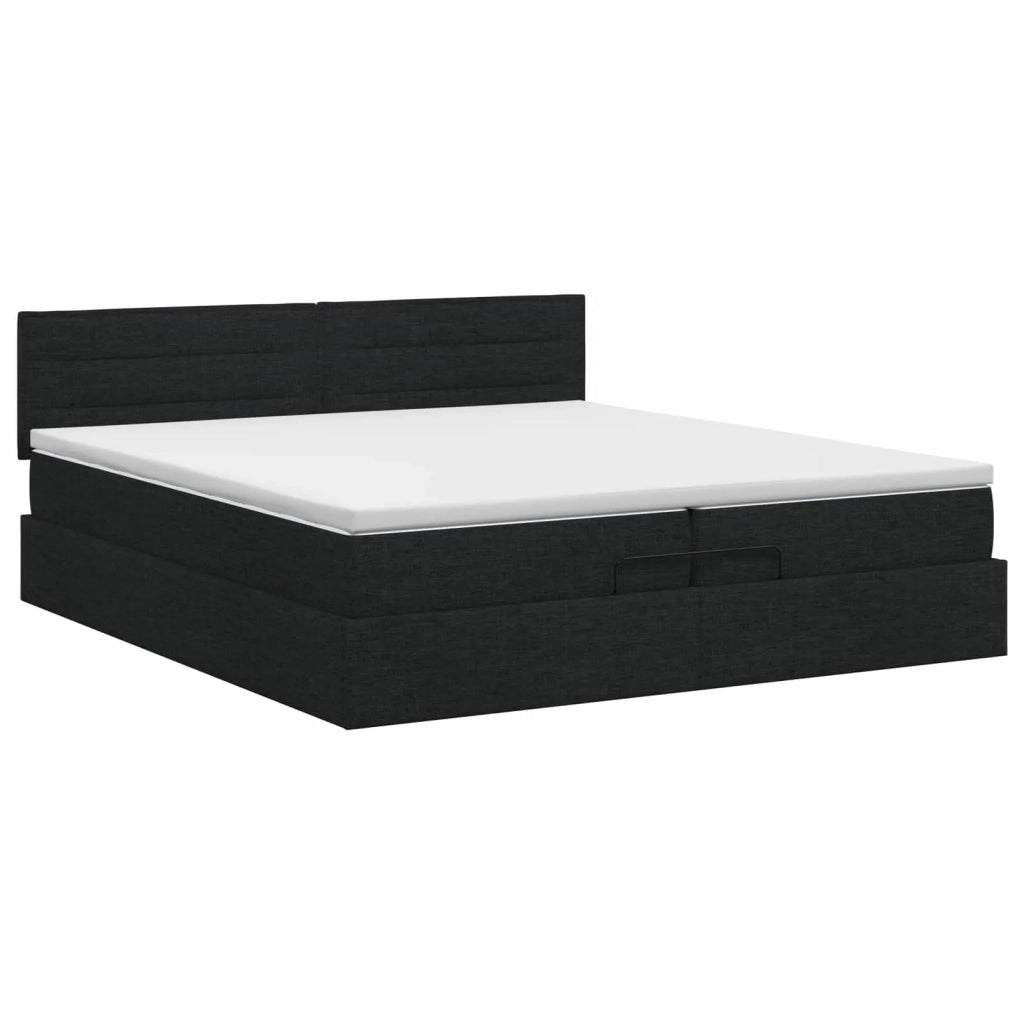 Letto ottomano con materasso Nero 200 x 200 cm Tessuto 3456270