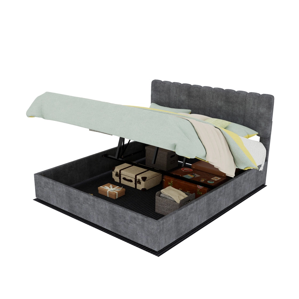 letto imbottito tessuto grigio 160 x 200 cm