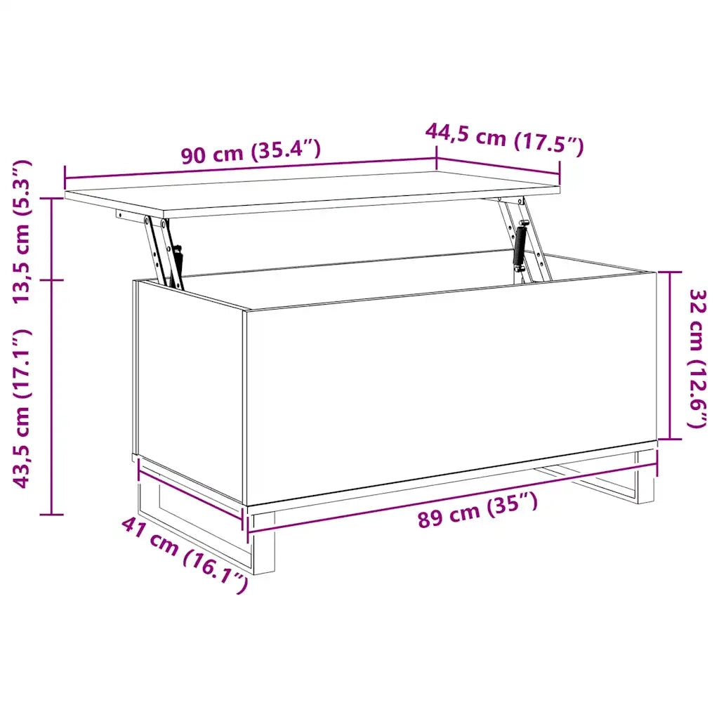 Tavolino da Salotto Legno Antico 90x44,5x45 cm in Truciolato 857442