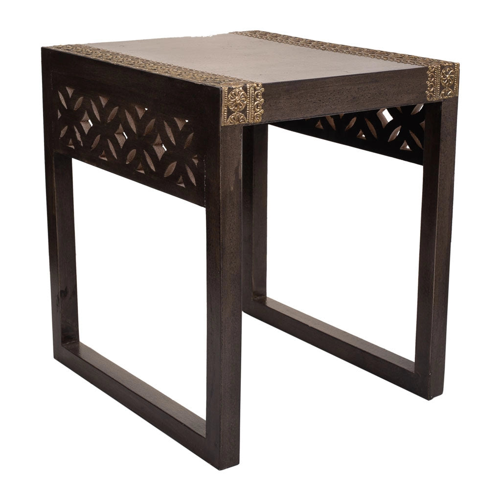 Tavolo in legno e metallo grigio 35x40x43 h