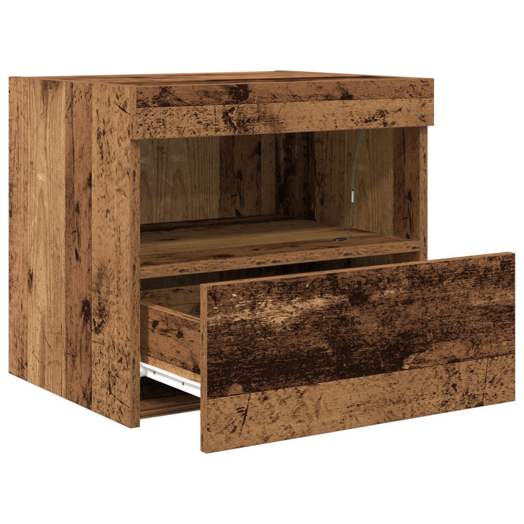 Armadi Laterali  con Luci LED 2 pezzi Legno Vecchio 50x40x45 cm