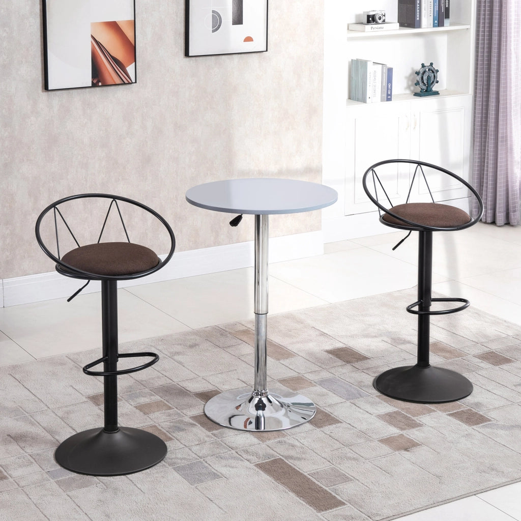 Sgabello Bar Regolabile con Schienale ¨C Zephmum ¨C Marrone, Struttura Metallo
