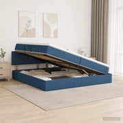 Letto con contenitore LED e materasso Blu 200 x 200 cm Tessuto 3459089