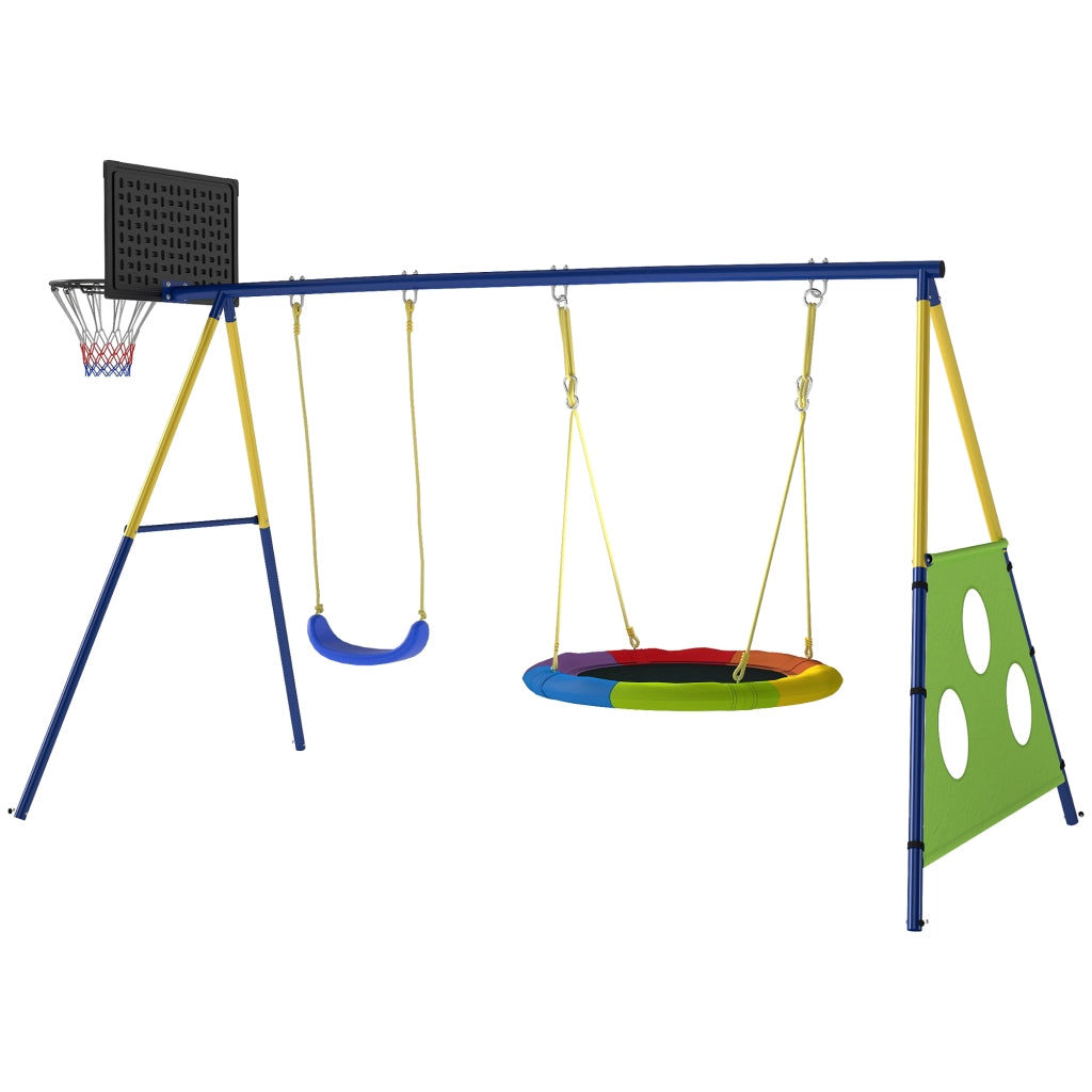 Altalena Giardino Bambini 4 in 1 con Nido e Canestro ¨C Zephmum ¨C Multicolore