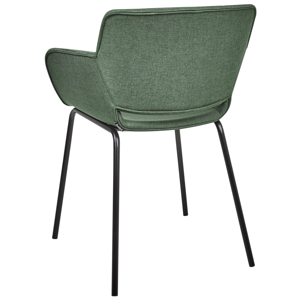 Set di 2 sedie da pranzo con rivestimento in poliestere verde con gambe in metallo stile elegante