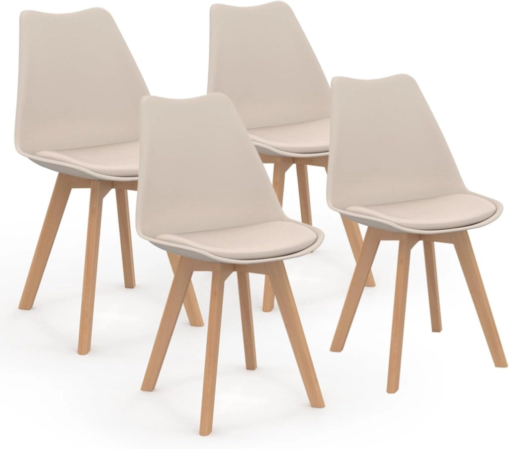 Set di 4 sedie da pranzo scandinave SARA beige