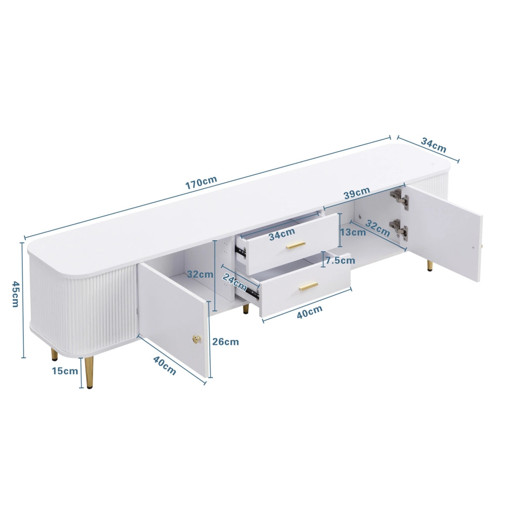 Mobile TV moderno bianco in MDF con 2 cassetti e 2 ante