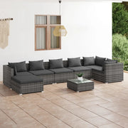Set Divani da Giardino 8 pz con Cuscini in Polyrattan Grigio cod mxl 53052