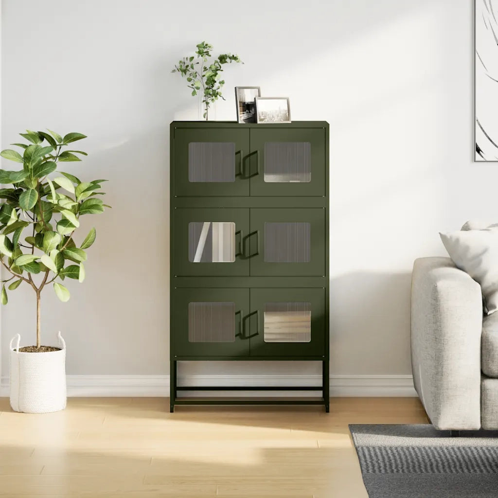 Credenza | Madia | Buffet da pranzo | Armadio da pranzo Verde Oliva 68x39x123 cm in Acciaio