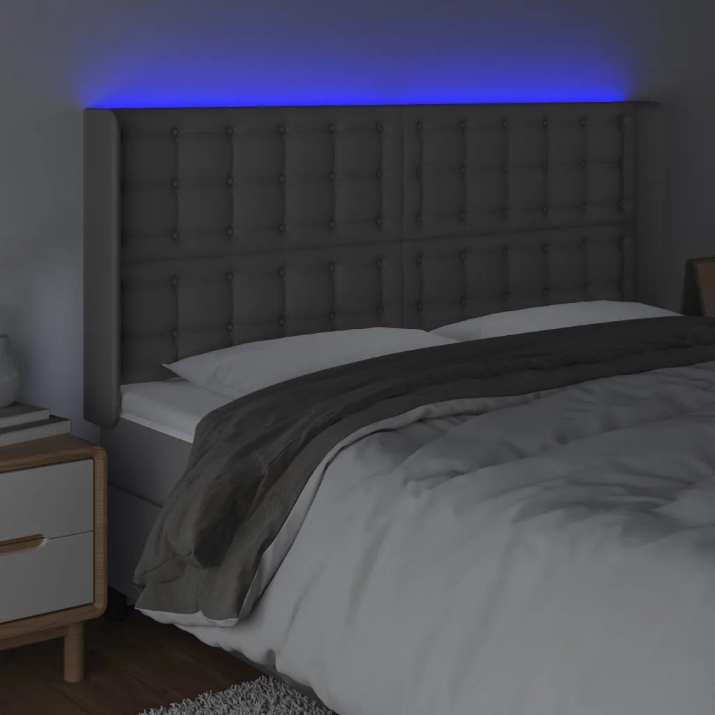 Testiera a LED Grigio 203x16x118/128 cm in Similpelle 3124160