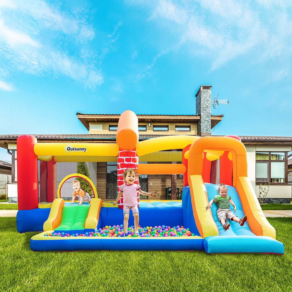 Letto a castello gonfiabile con 2 scivoli e piscina ¨C zephmum ¨C multicolore 380x370x230 cm