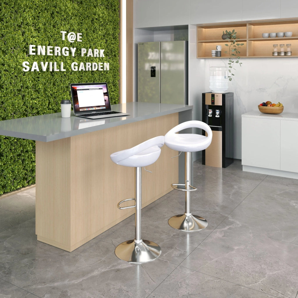 Set 2 Sgabelli da Bar Altezza Regolabile Seduta in ABS Bianco