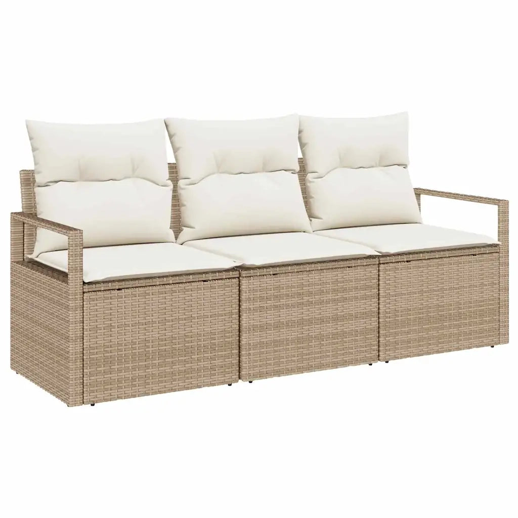 Set Divano da Giardino 3 pz | Set Salotto da Giardino Beige e Bianco polyrattan