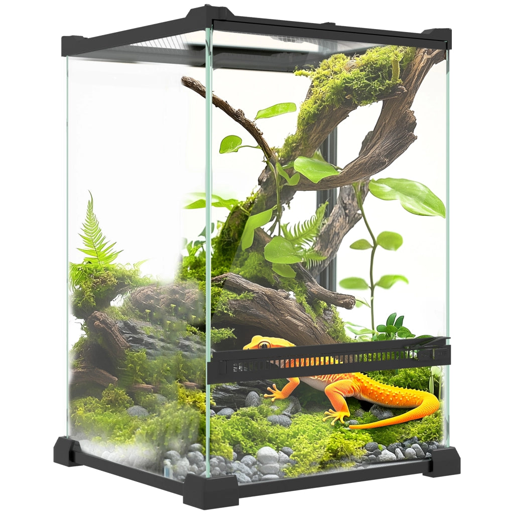 Terrario in vetro per rettili 12L ¨C zephmum ¨C 20x20x30cm nero con coperchio a griglia