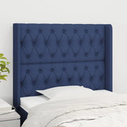 Testiera ad Orecchio-Testata con Orecchie Blu 93x16x118/128 cm in Tessuto 747679