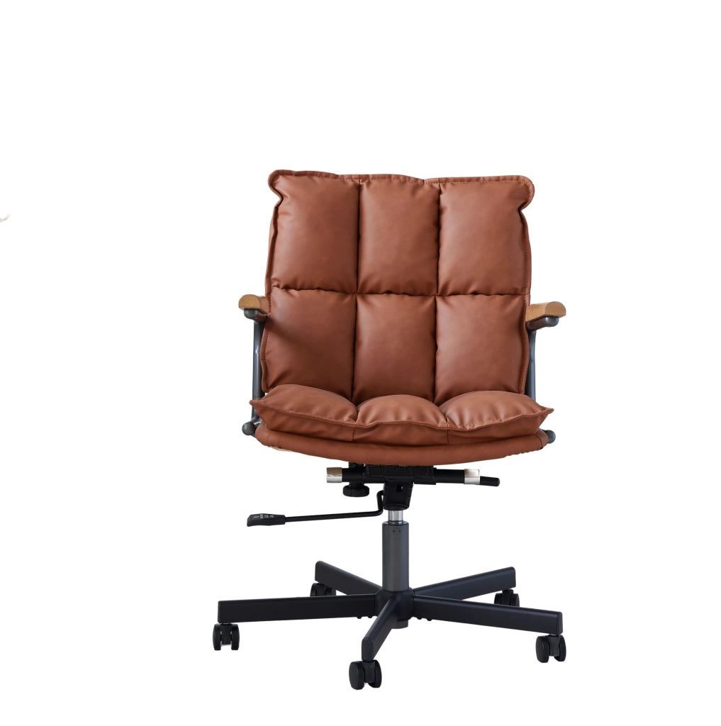 Sedia da ufficio ergonomica in similpelle marrone