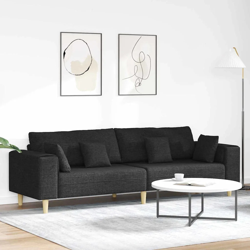 Divano in tessuto con cuscino Nero 208 cm Tessuto