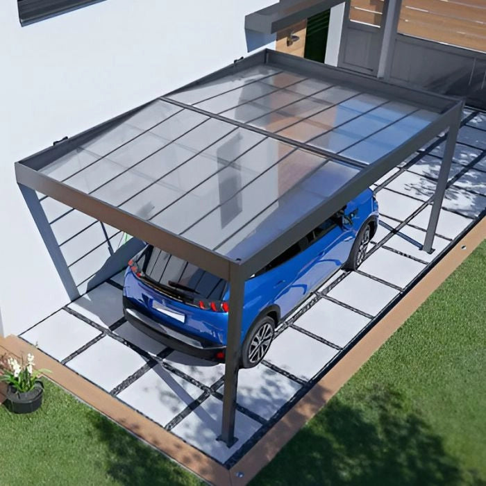 Tettoia per auto in alluminio PONENTE WALL 5 x 3,20 x h 2,34 m