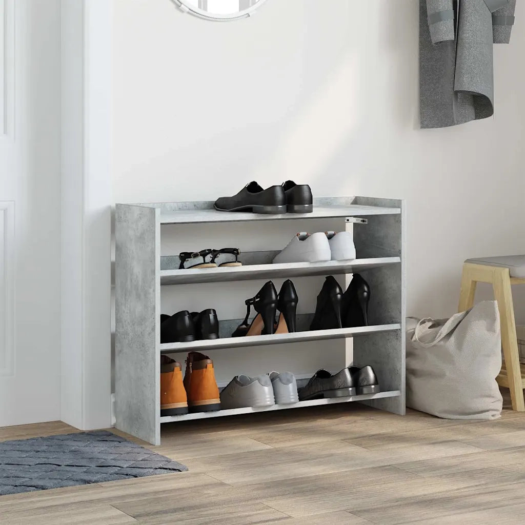 Scarpiera Grigio Cemento 80x25x62 cm in Legno Multistrato