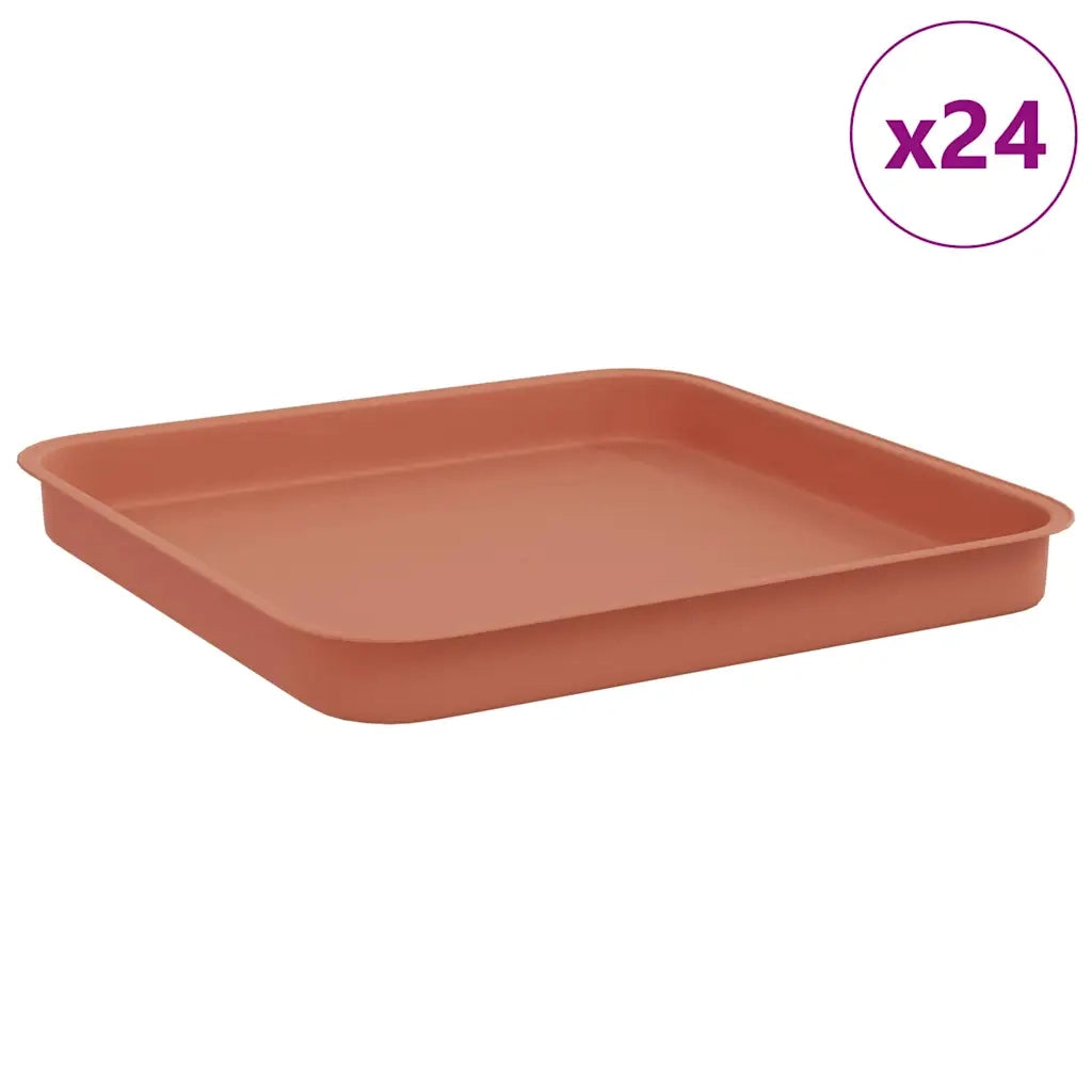 Vassoio Quadrato per Fiori 24 pcs Rosso Mattone Plastica 42020370