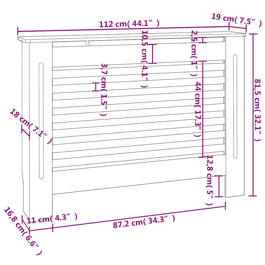 Copertura per Radiatore 112x19x81,5 cm in MDF 288184