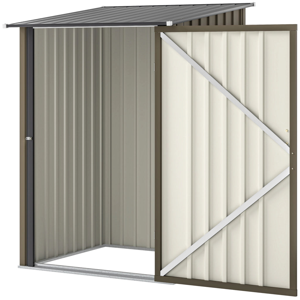 Casetta da Giardino Porta Attrezzi in Acciaio Galvanizzato con Porta, 100x104x160 cm, Marrone e Grigio Scuro