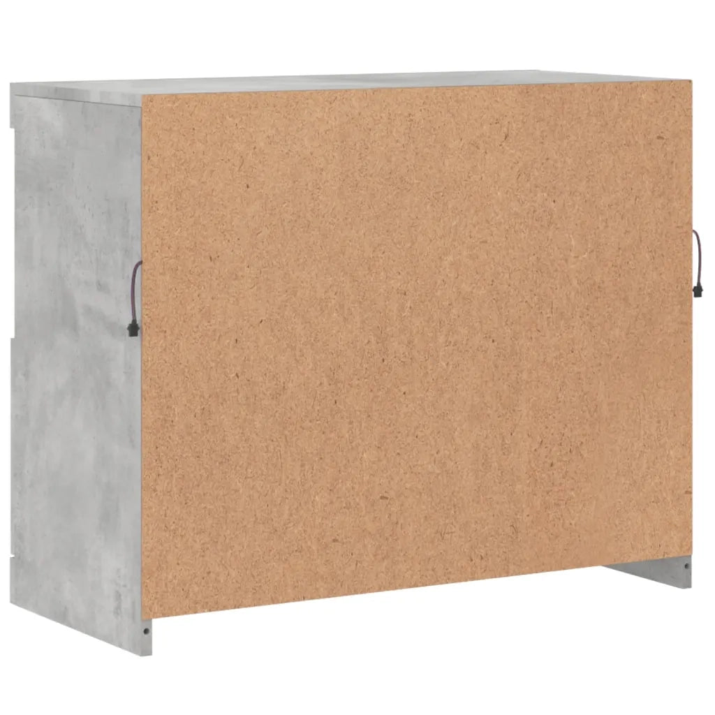 Credenza con Luci LED-Buffet-Armadio da cucina Grigio Cemento 81x37x67 cm